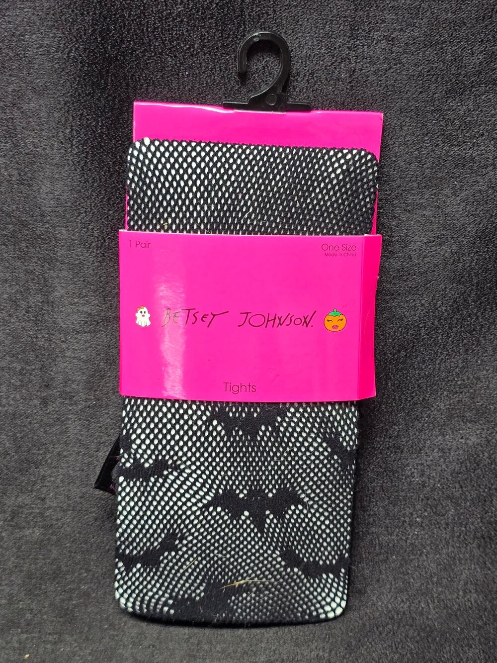 Betsey Johnson Black Bat Spiderweb Tights Halloween Dress Up Accessory